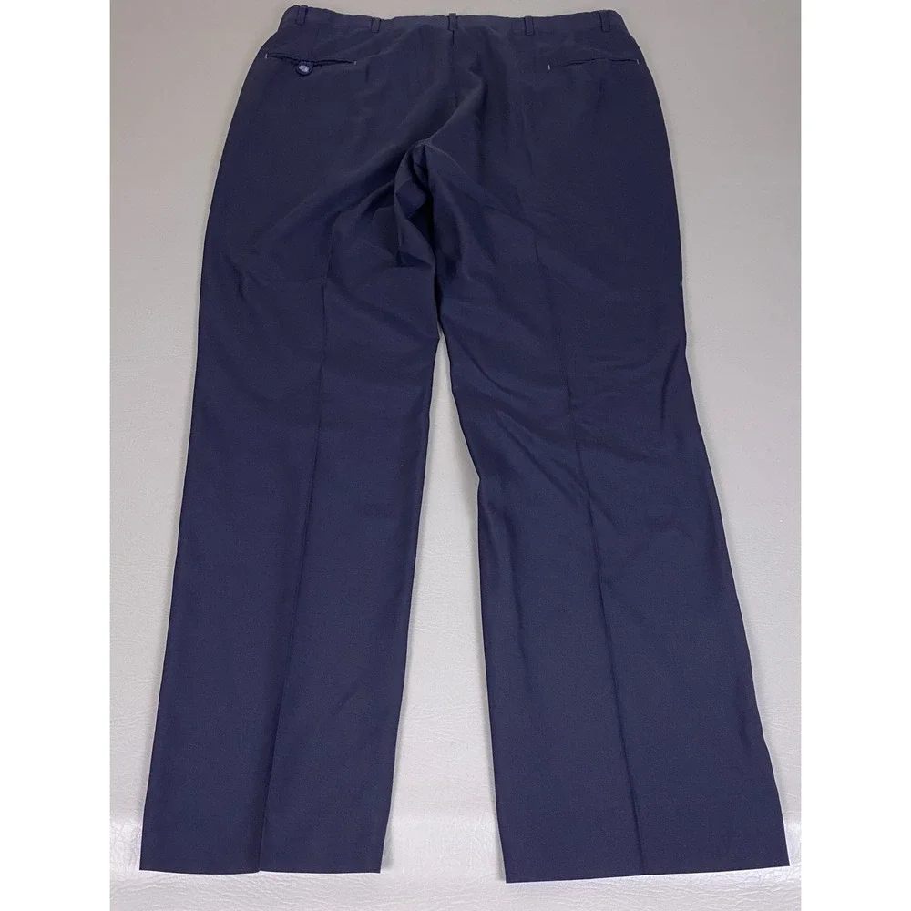 Vintage Springfield Wool Dress Pants Men's Size 42 Navy Blue Pleated Made in USA